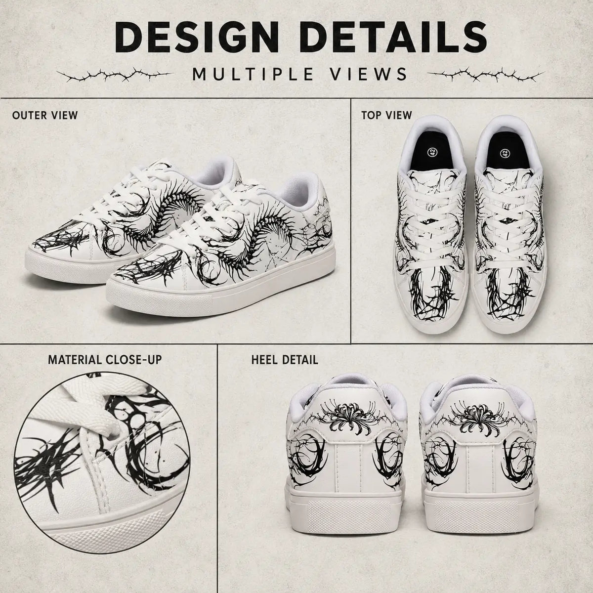 White Gothic Centipede Sneakers