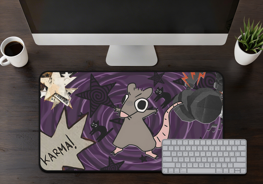 Karma Mousepad - Pastel Goth Rat & Black Cats XL Desk Mat