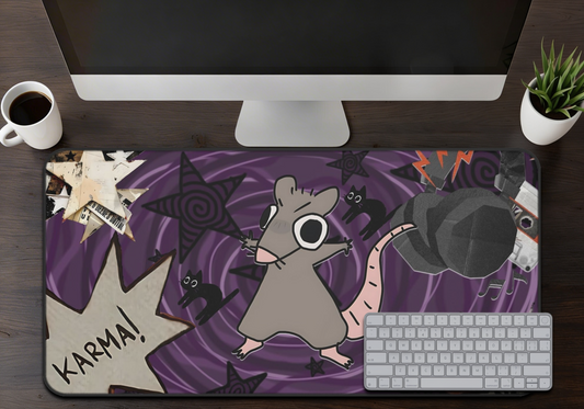 Karma Mousepad - Pastel Goth Rat & Black Cats XL Desk Mat
