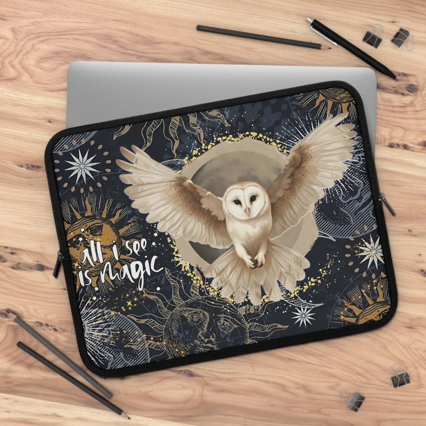 Celestial Owl Laptop Sleeve — Witchy Mystic Case