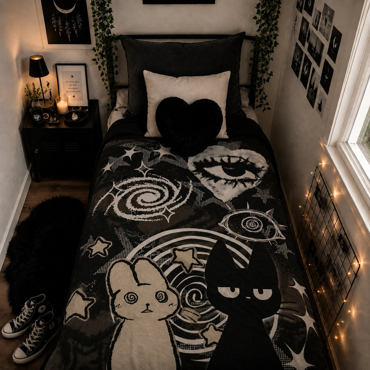 Trippy Cat Bunny Velveteen Plush Blanket