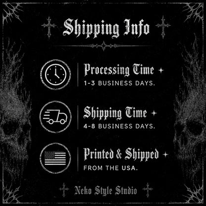 Shipping info: 1-3 days processing, 4-8 days delivery, printed and shipped from the USA – NekoStyleStudio
