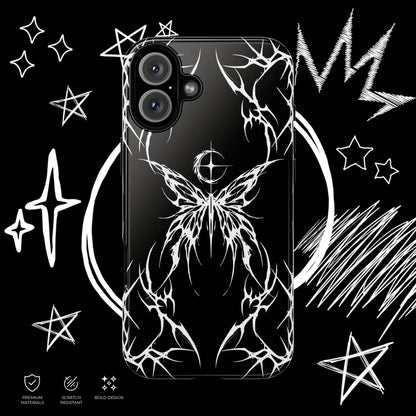 Black Gothic Butterfly Phone Case for Samsung Galaxy, Fairy Grunge and Alternative Fashion Design