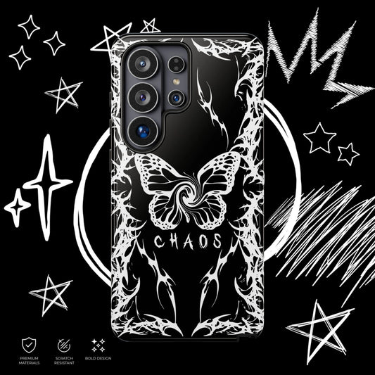 Chaos Butterfly Phone Case, Gothic Black and White Butterfly Design, Alternative Aesthetic Phone Cover