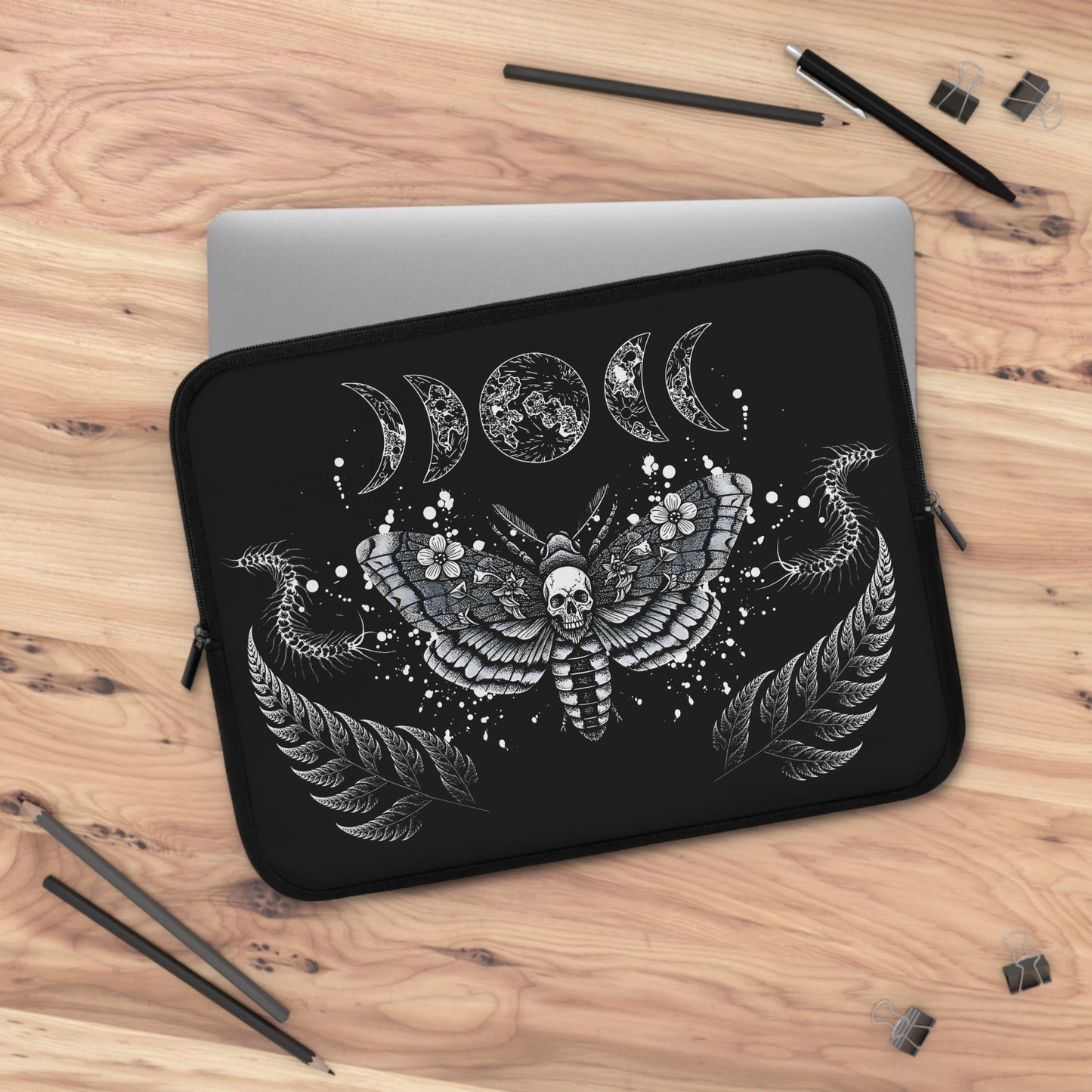 Gothic Moth Laptop Sleeve — Witchy Dark Laptop Cover