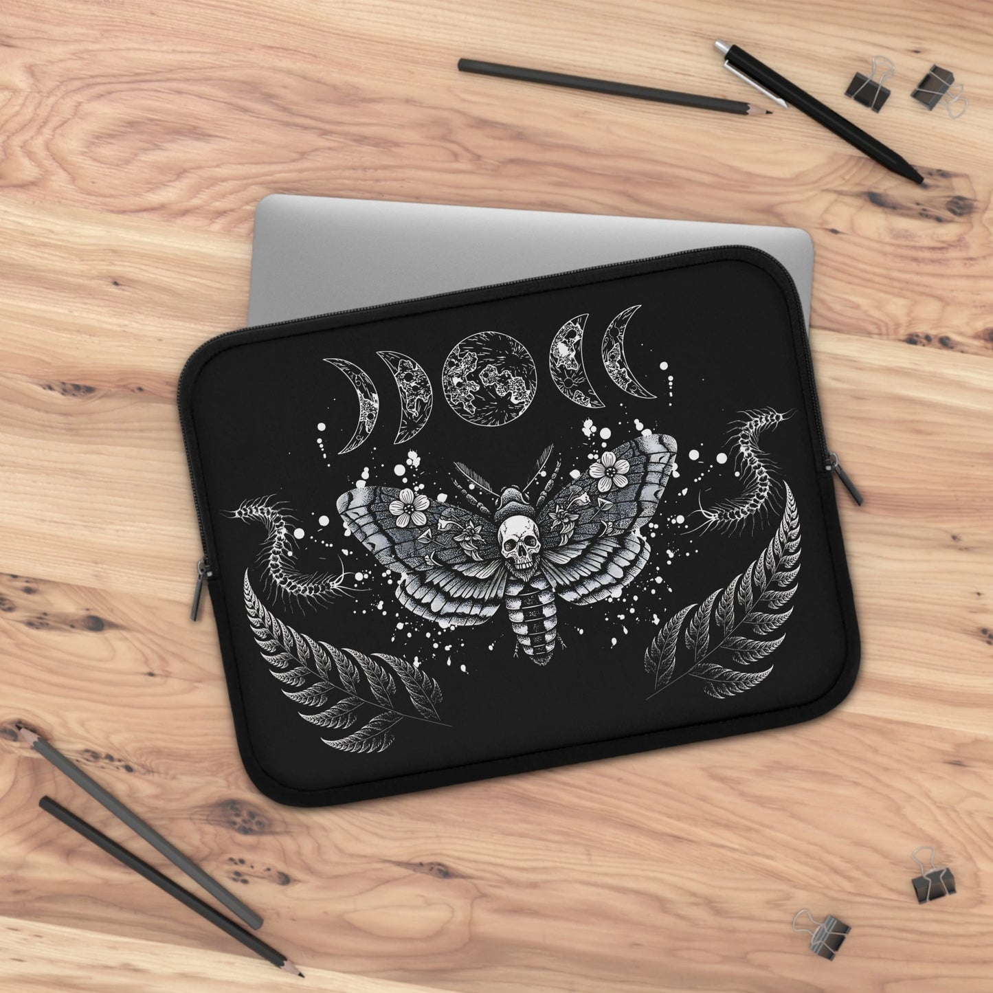 Gothic Moth Laptop Sleeve — Witchy Dark Laptop Cover