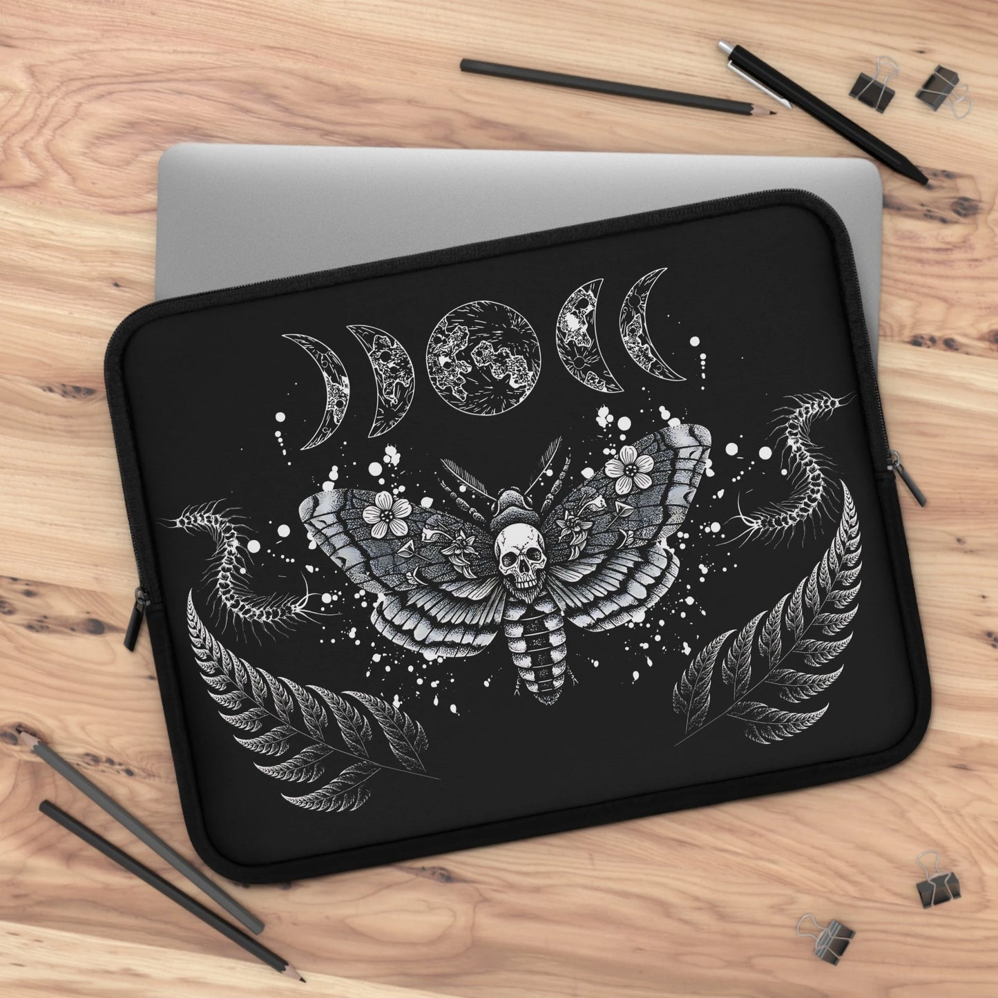 Gothic Moth Laptop Sleeve — Witchy Dark Laptop Cover