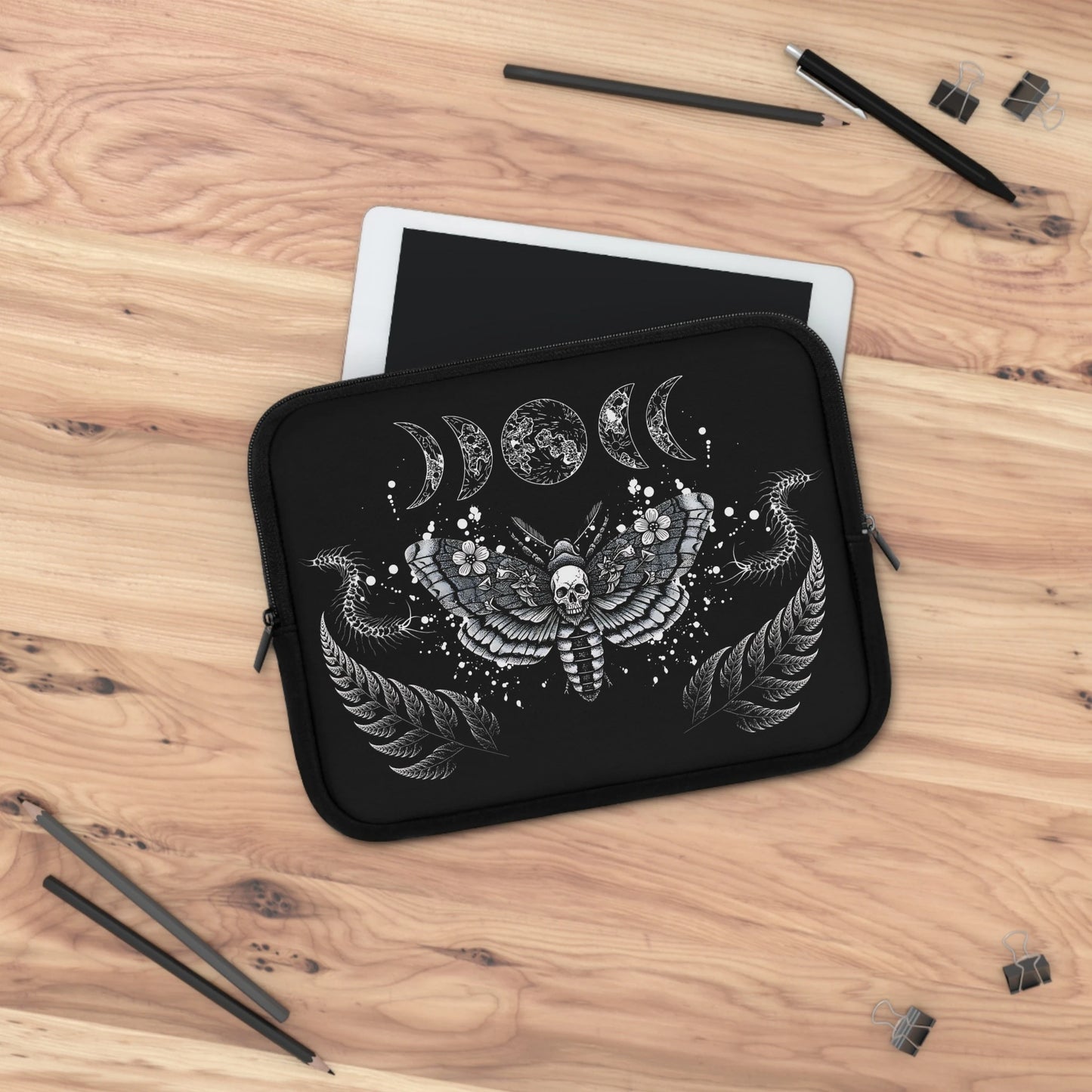 Gothic Moth Laptop Sleeve — Witchy Dark Laptop Cover