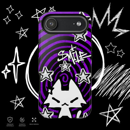 Purple Gothic Cat Phone Case for Google Pixel, Alternative Streetwear Inspired Design