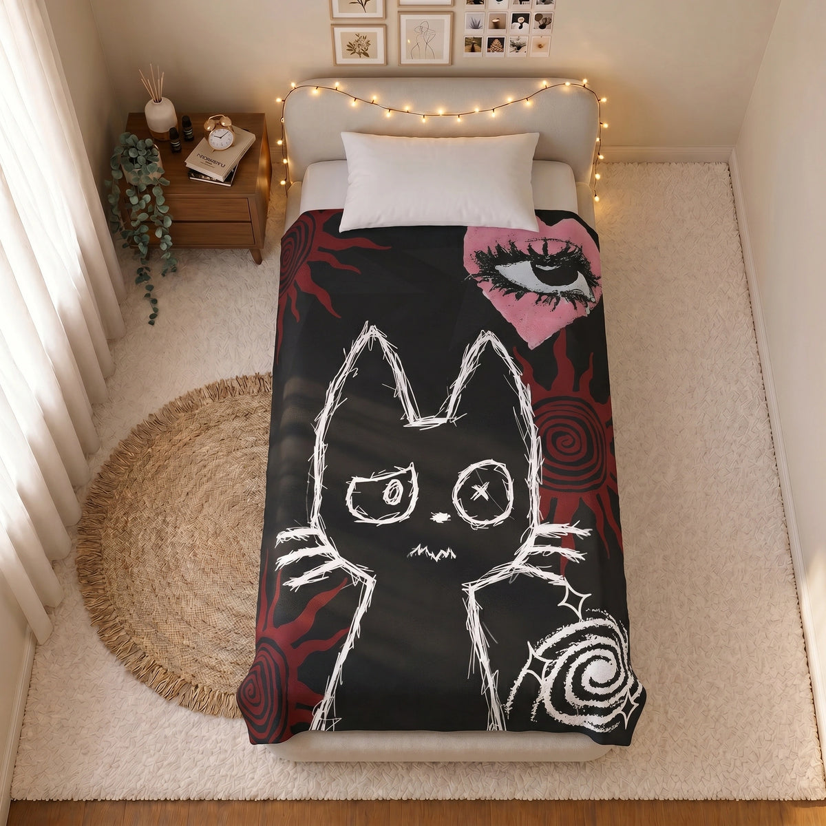 Gothic Cat Velveteen Plush Blanket