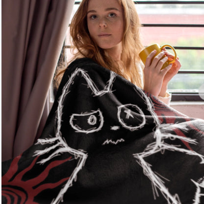 Gothic Cat Velveteen Plush Blanket