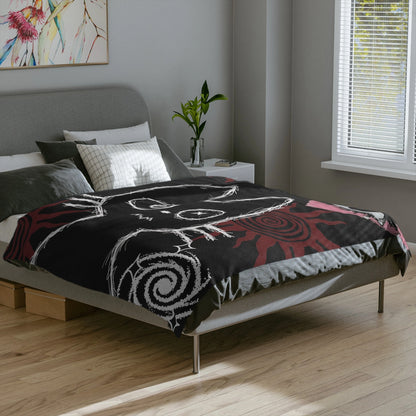 Gothic Cat Velveteen Plush Blanket