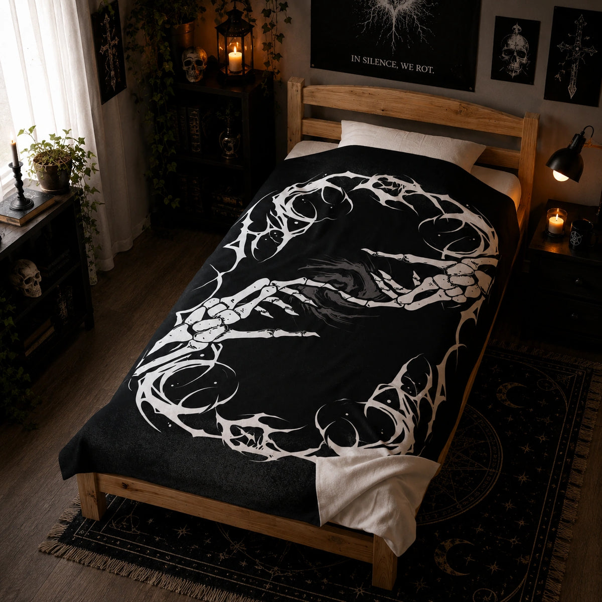 Gothic Skeleton Velveteen Plush Blanket