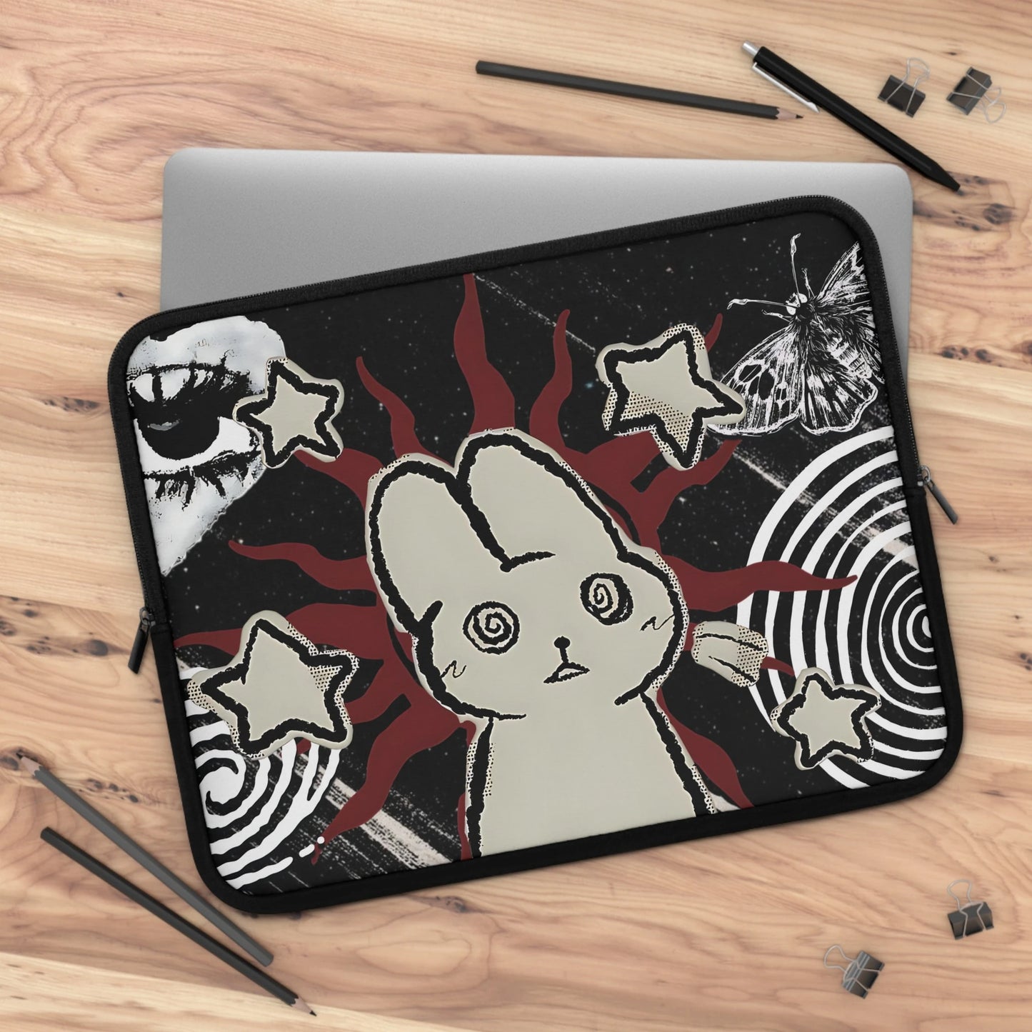 Trippy Bunny Laptop Sleeve — Indie Grunge Alt Aesthetic Bag