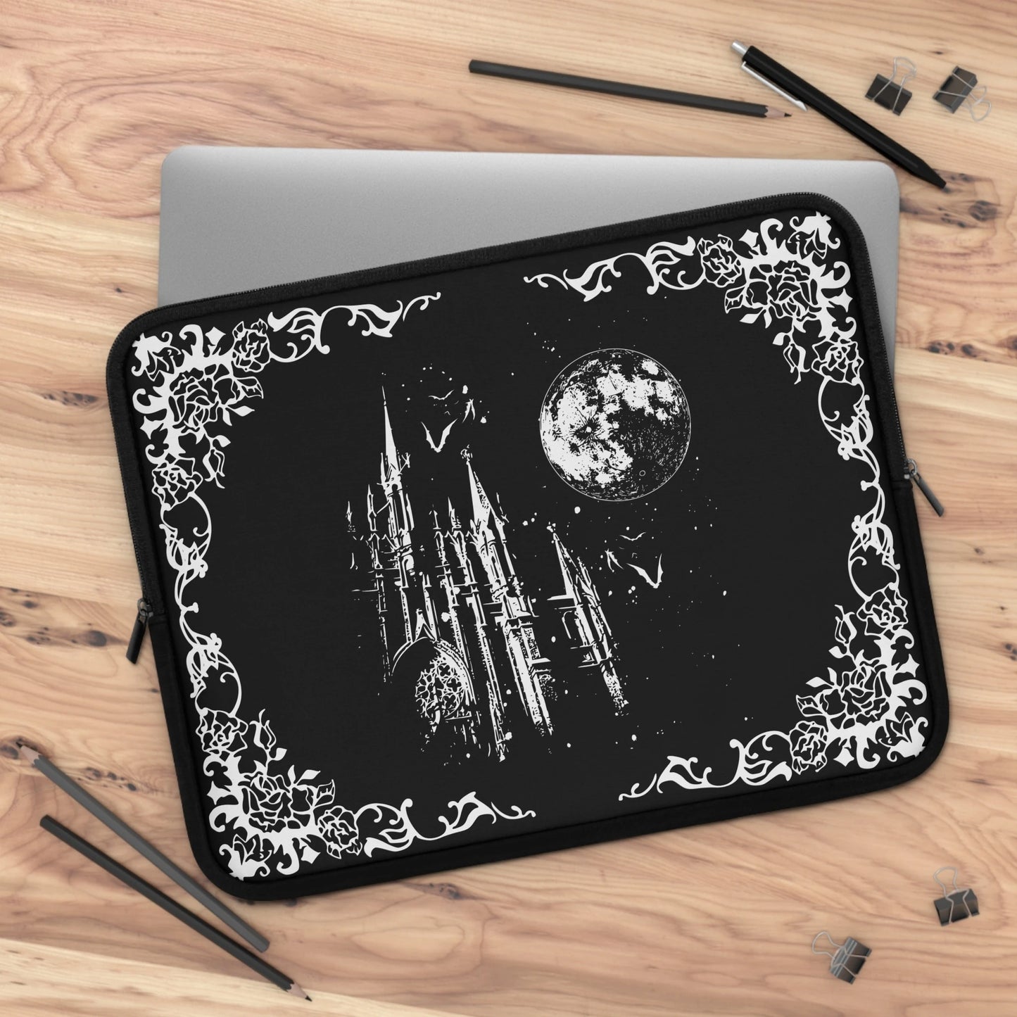 Gothic Castle Laptop Sleeve — Dark Fantasy Witchy Notebook Cover