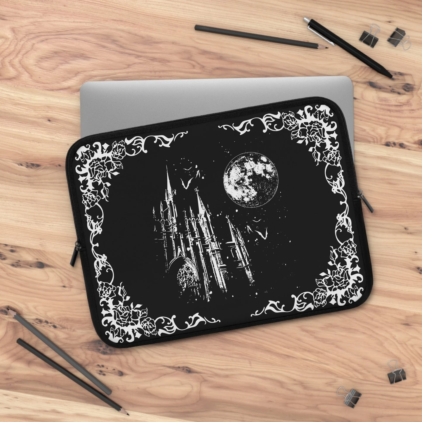 Gothic Castle Laptop Sleeve — Dark Fantasy Witchy Notebook Cover