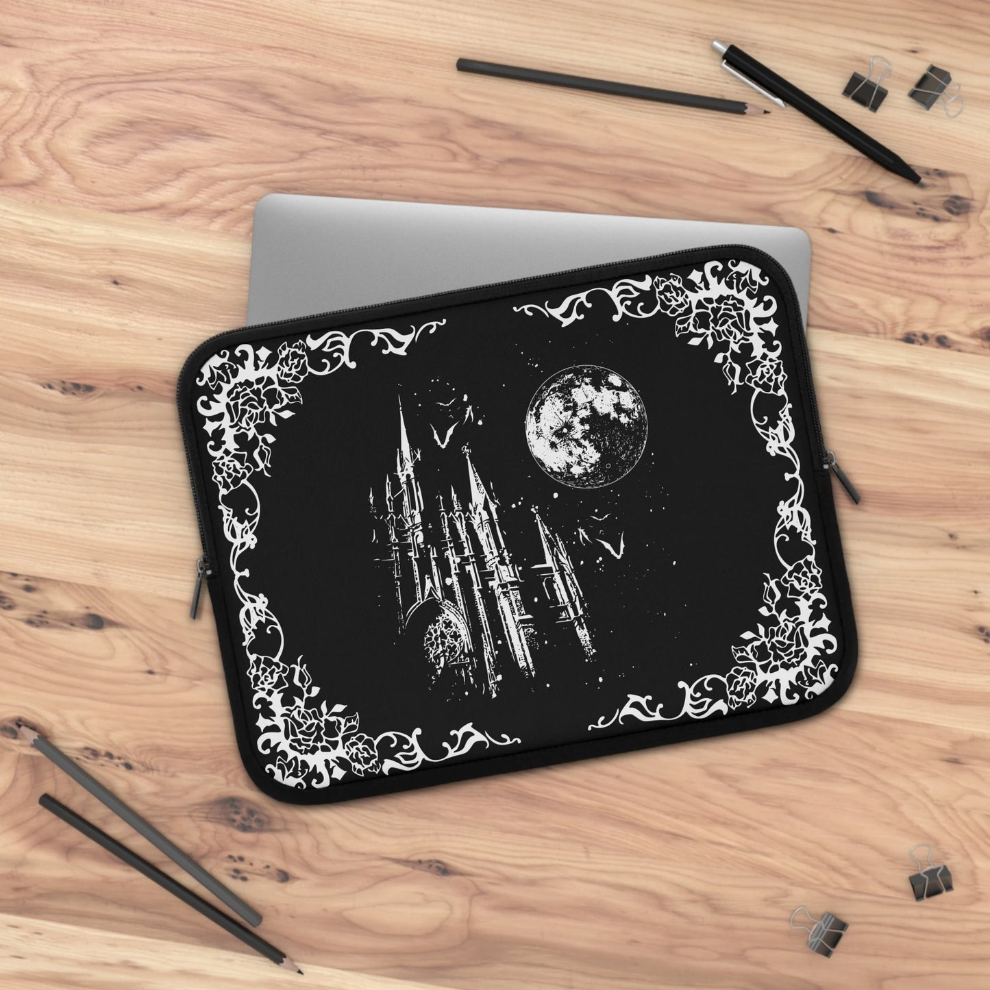 Gothic Castle Laptop Sleeve — Dark Fantasy Witchy Notebook Cover
