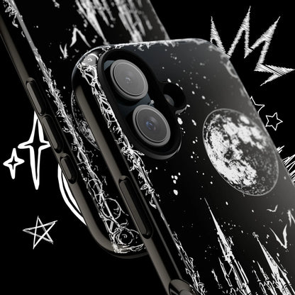 Close Up of Gothic Castle Phone Case Showing Premium Print Detail and Moon Artwork