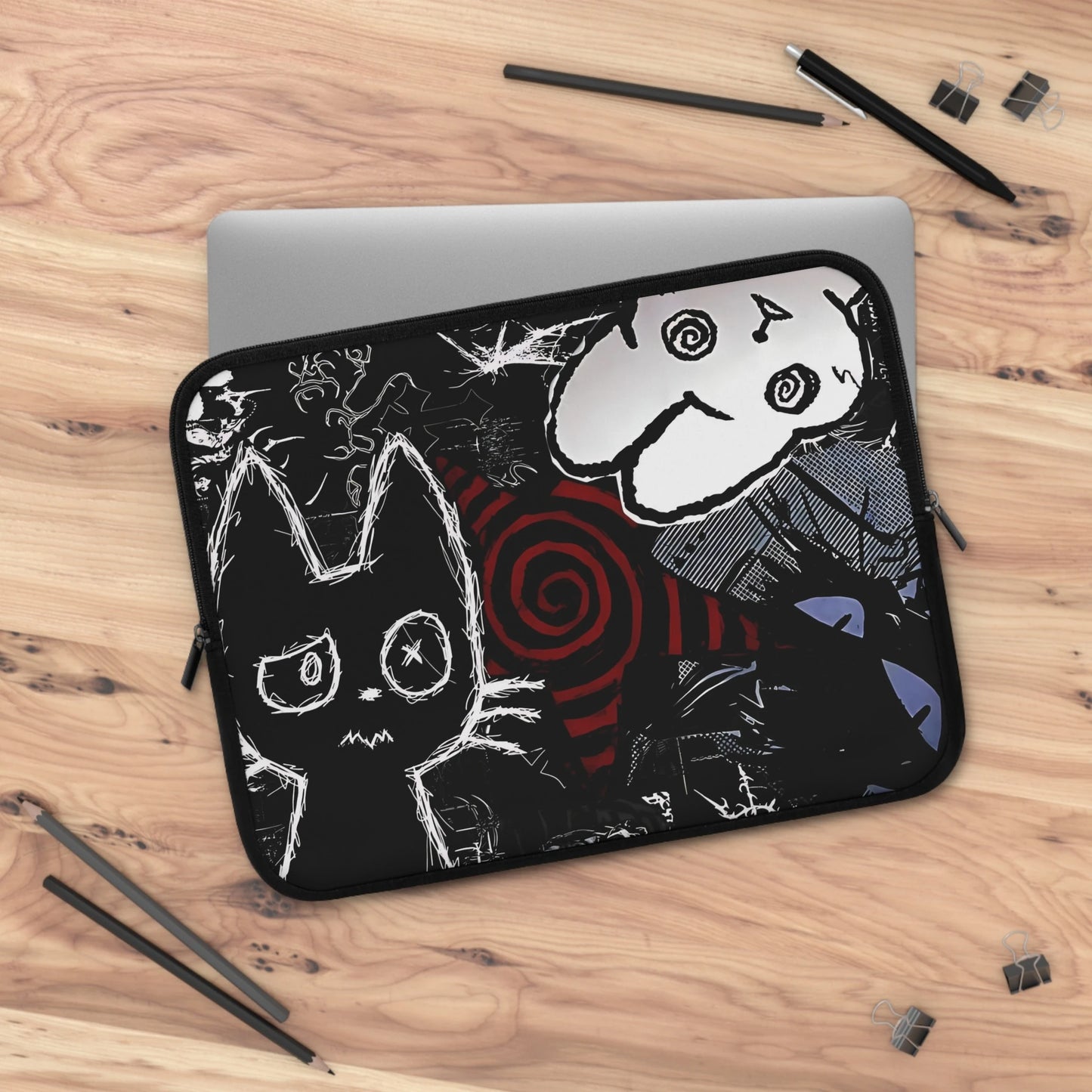 Dark Punk Laptop Sleeve — Grunge Scribble Art Alt Aesthetic Case