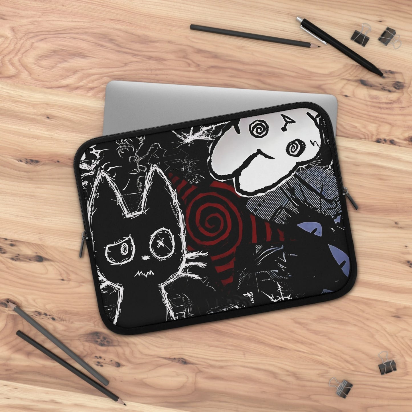 Dark Punk Laptop Sleeve — Grunge Scribble Art Alt Aesthetic Case