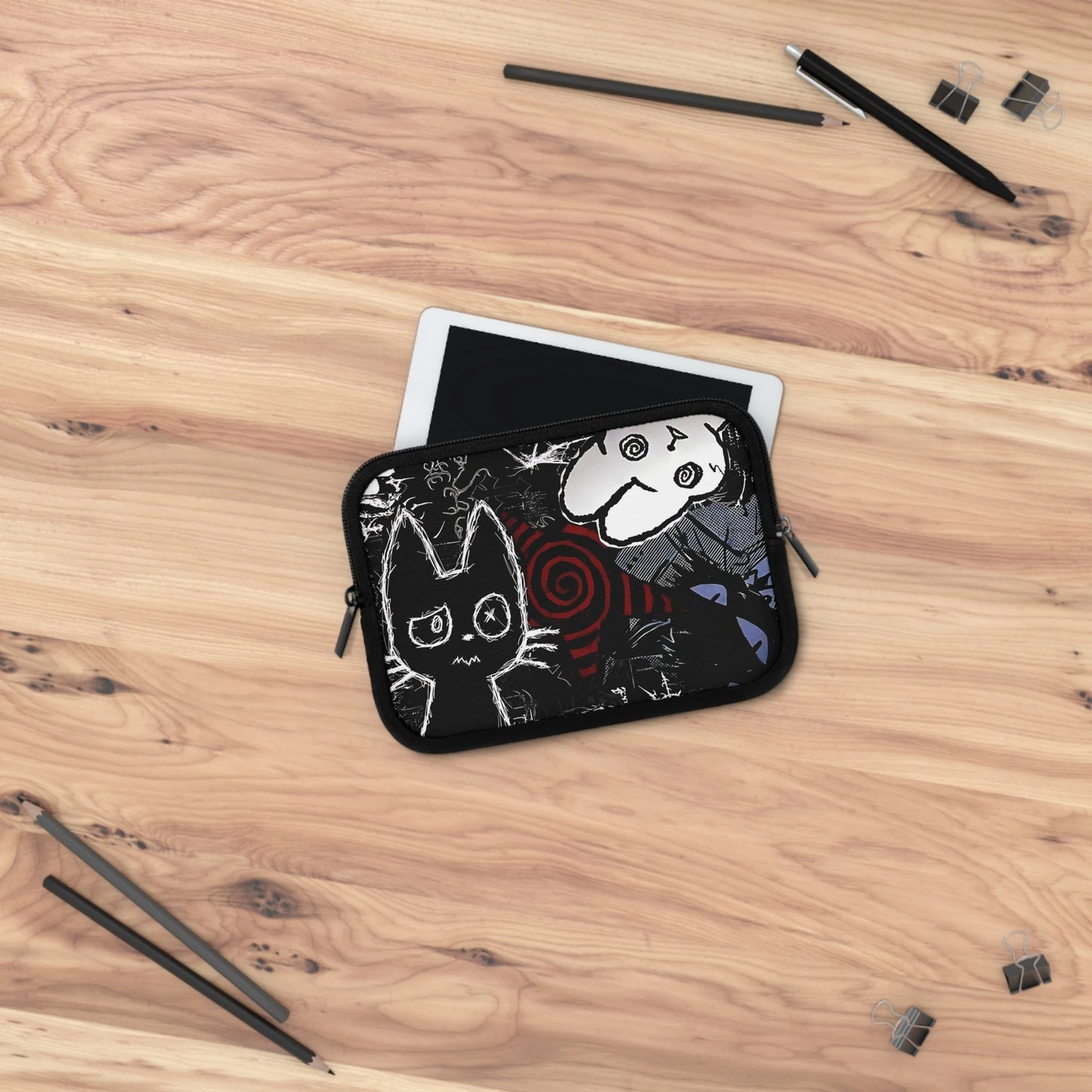 Dark Punk Laptop Sleeve — Grunge Scribble Art Alt Aesthetic Case
