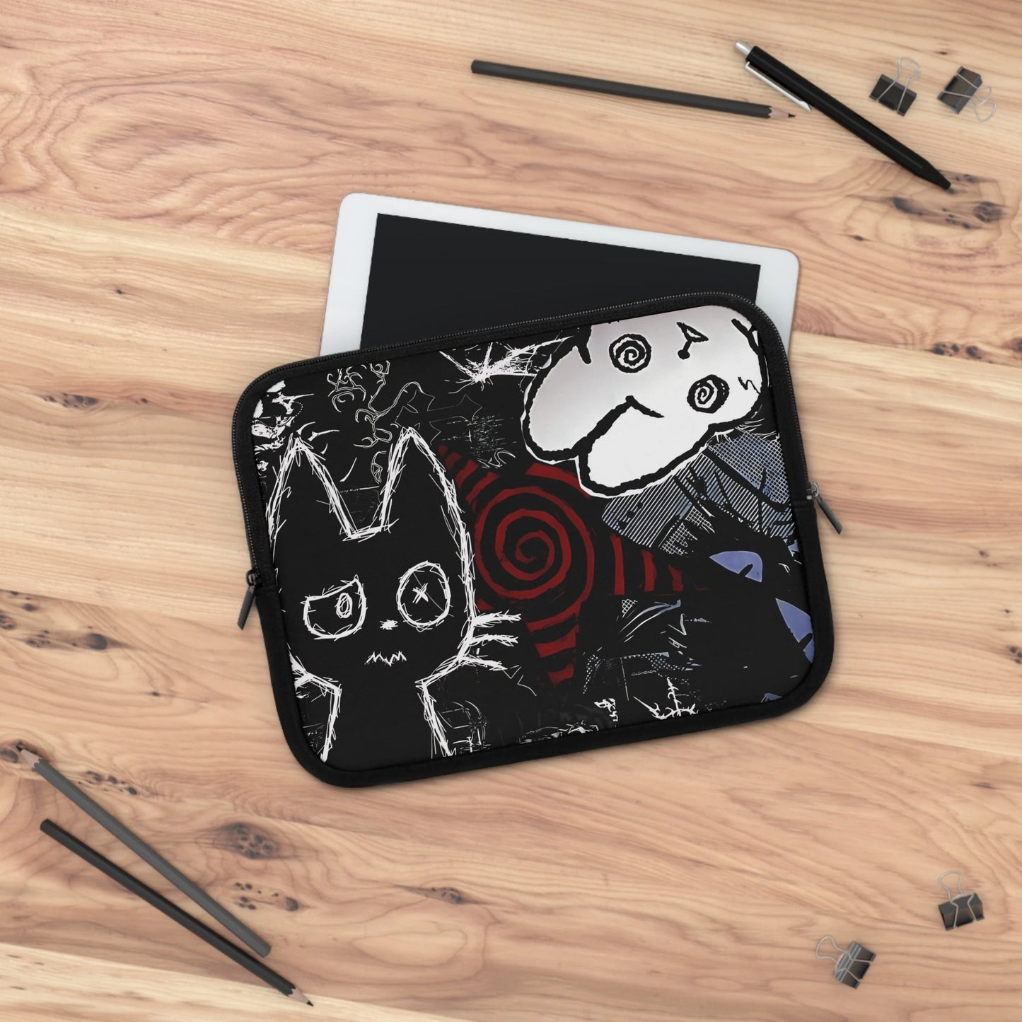 Dark Punk Laptop Sleeve — Grunge Scribble Art Alt Aesthetic Case