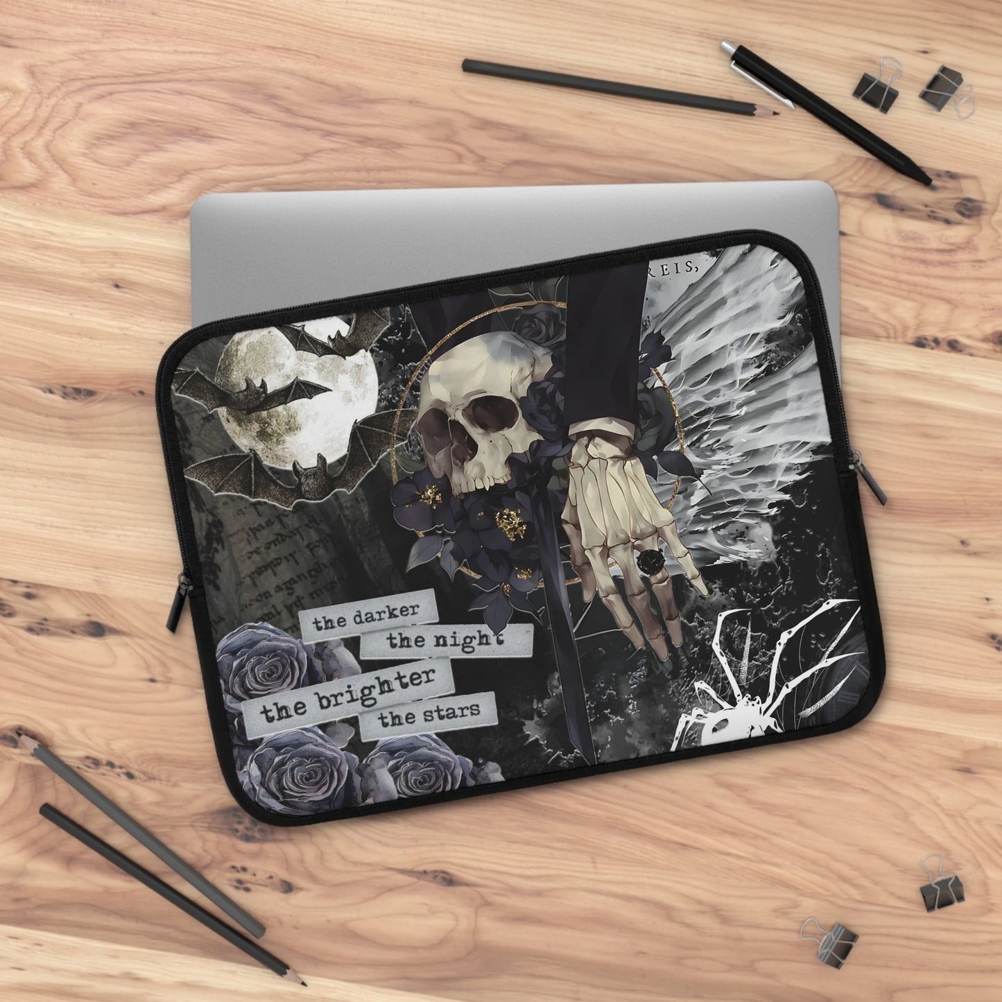 Gothic Skull Laptop Sleeve — Dark Academia Goth Case