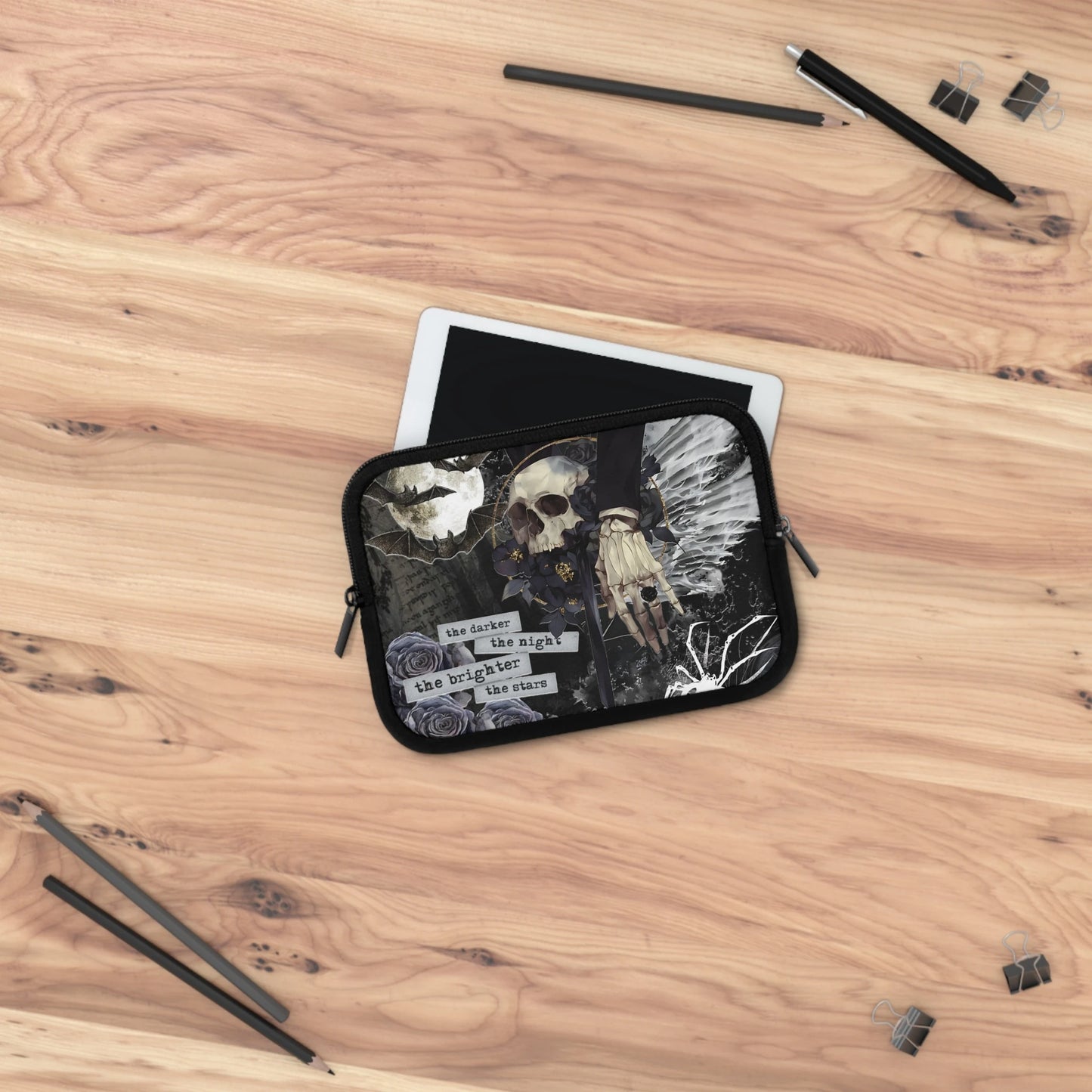 Gothic Skull Laptop Sleeve — Dark Academia Goth Case