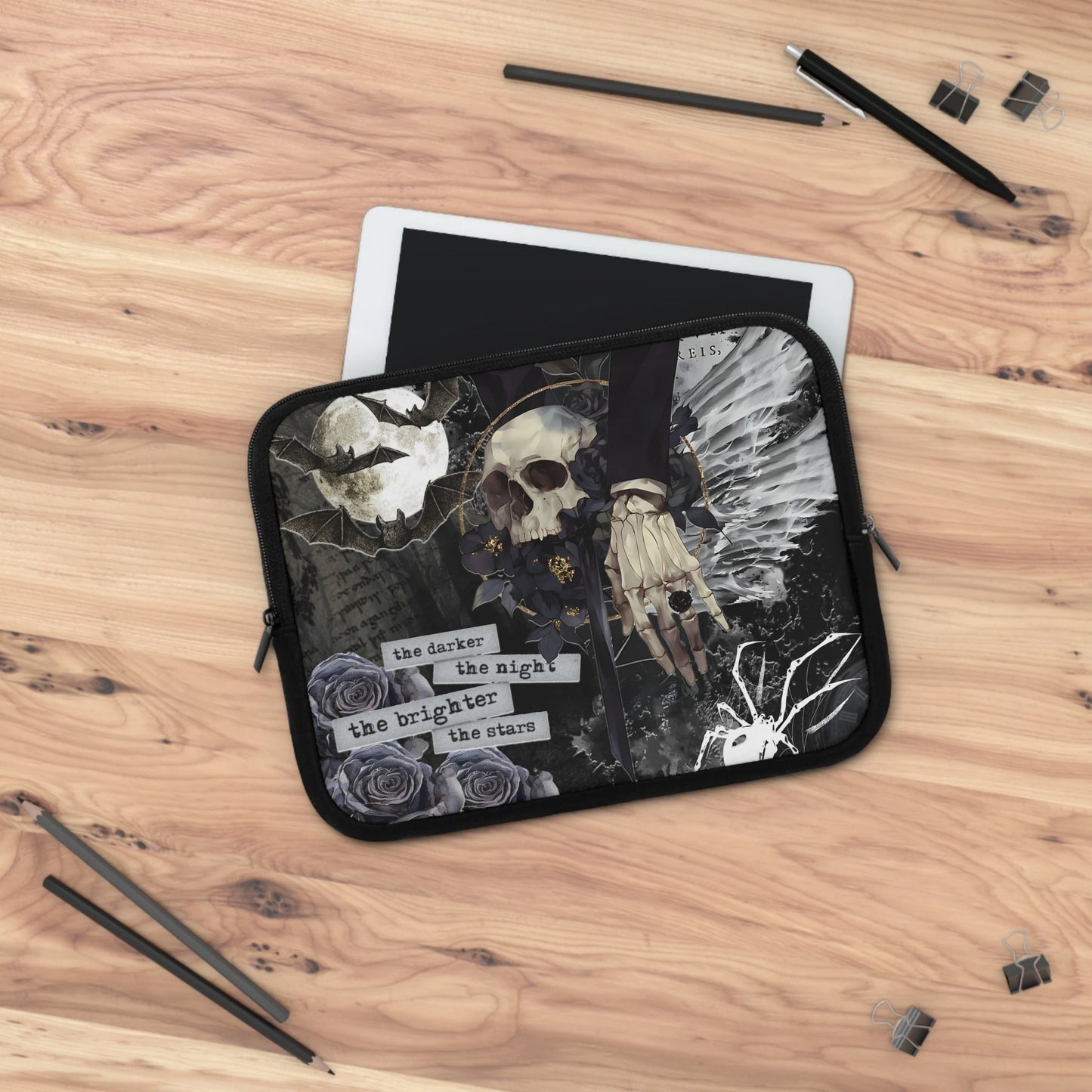 Gothic Skull Laptop Sleeve — Dark Academia Goth Case
