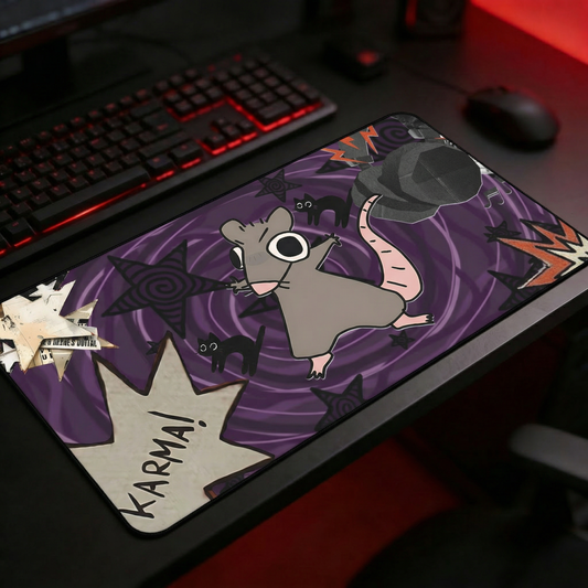 Karma Mousepad - Pastel Goth Rat & Black Cats XL Desk Mat
