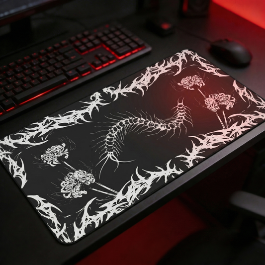 Gothic Centipede Mousepad XL - Dark Floral Horror Gaming Mat