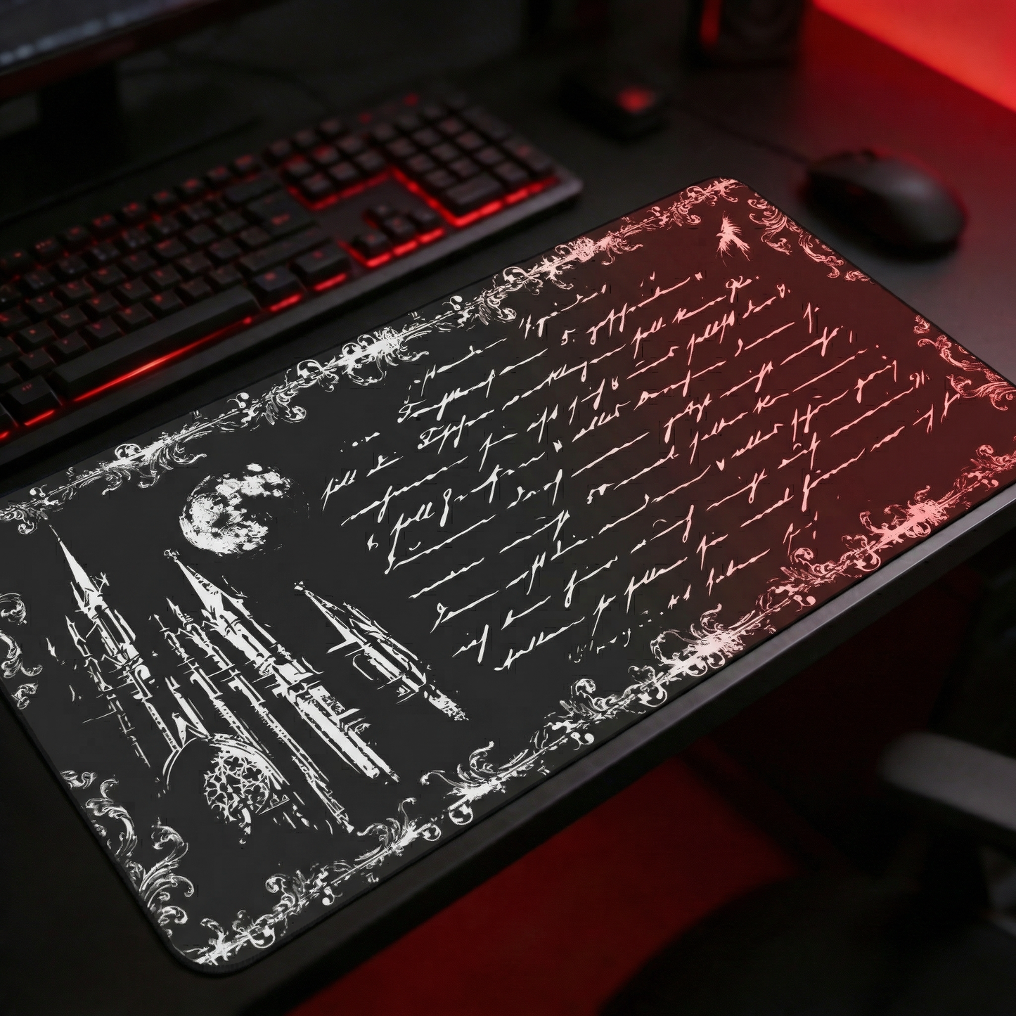 Gothic Castle Mousepad - Dark Academia Desk Mat for Gamers & Fantasy Lovers