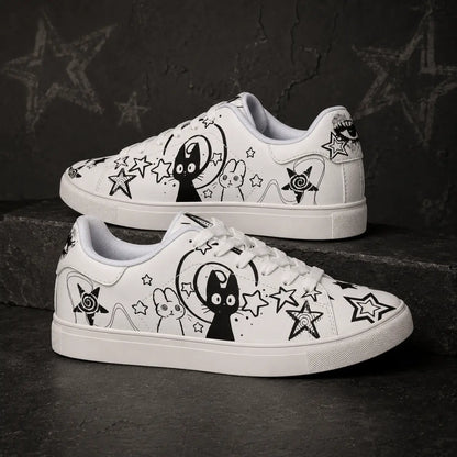 White Cat & Trippy Bunny Sneakers