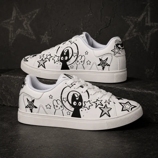 White Cat & Trippy Bunny Sneakers