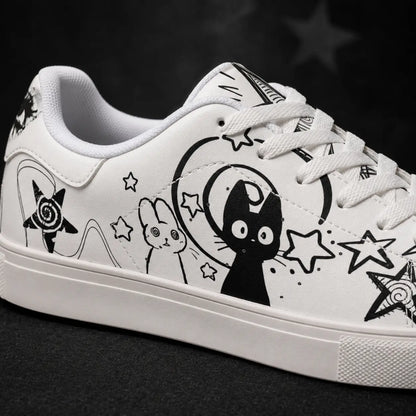 White Cat & Trippy Bunny Sneakers