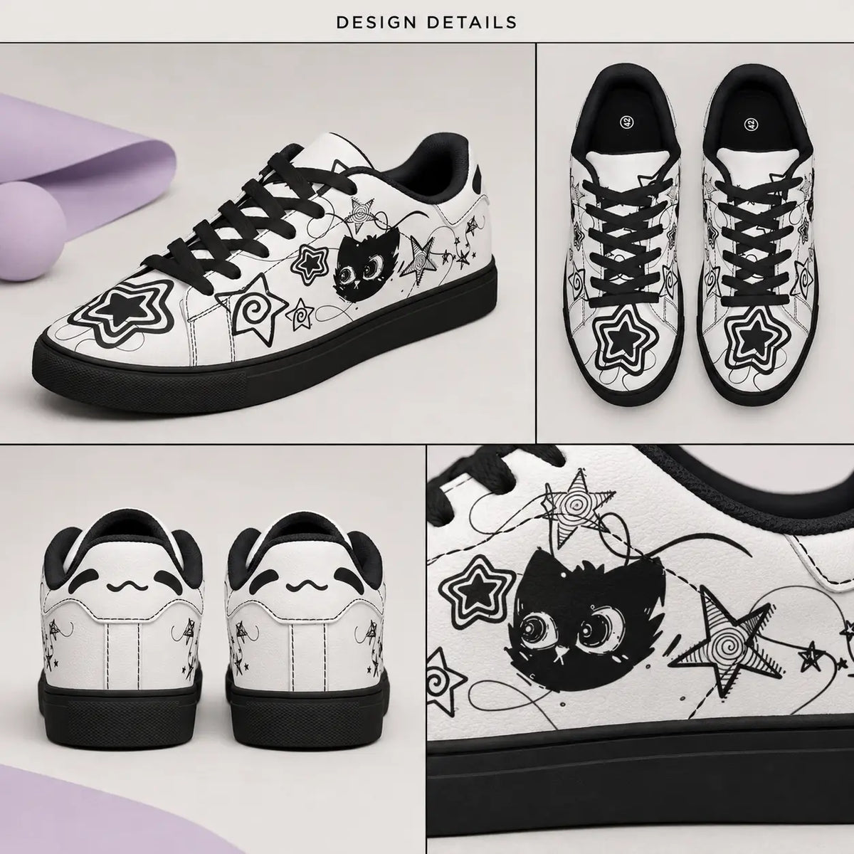 White Kawaii Cat Sneakers