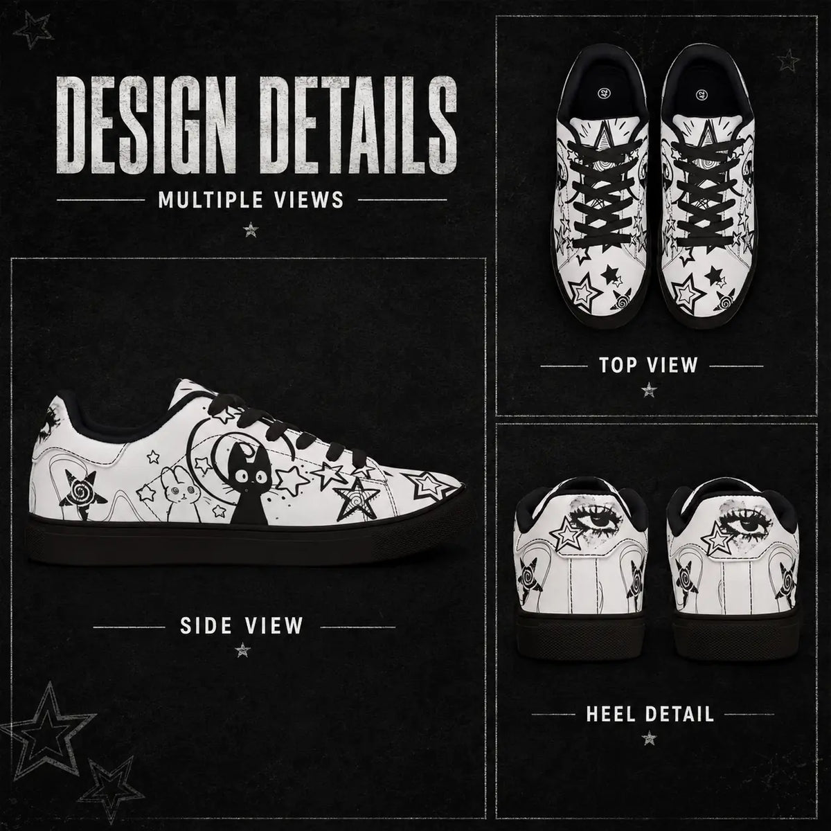 White Cat & Trippy Bunny Sneakers