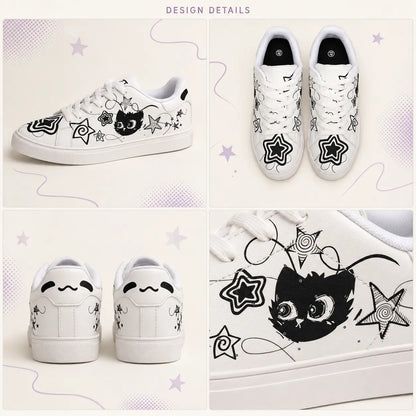 White Kawaii Cat Sneakers