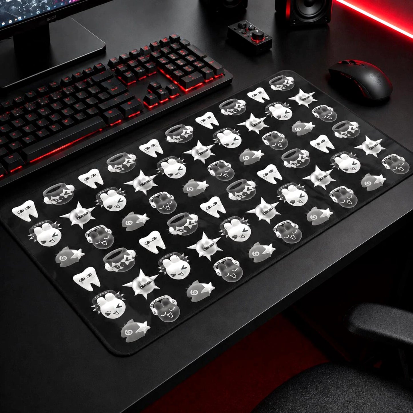 Gothic Halloween mouse pad, spooky pattern gamer desk mat