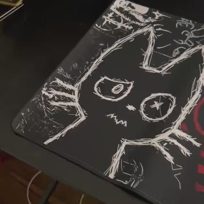 Dark punk anime cat XL desk mat – product showcase video | NekoStyleStudio
