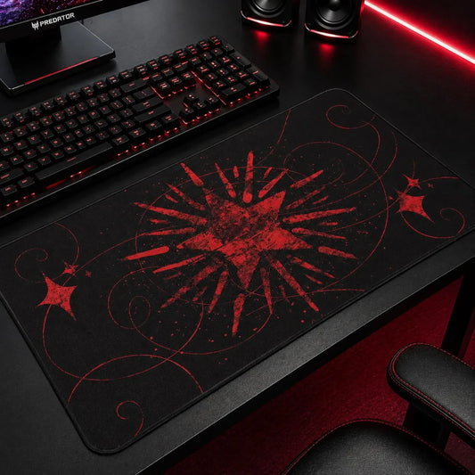Dark Star mouse pad, alt monochrome aesthetic gaming desk mat