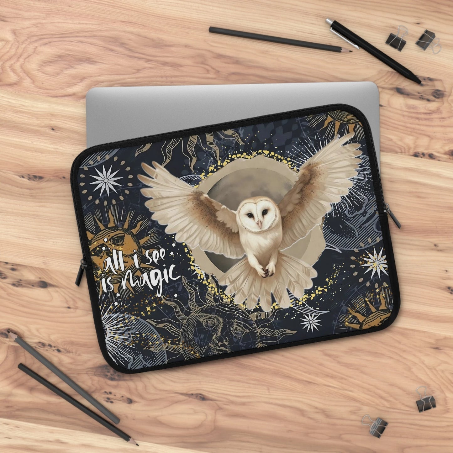 Celestial Owl Laptop Sleeve — Witchy Mystic Case