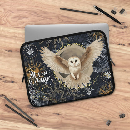 Celestial Owl Laptop Sleeve — Witchy Mystic Case